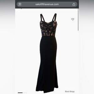 Dress the Population Black and Beige Strapless Gown